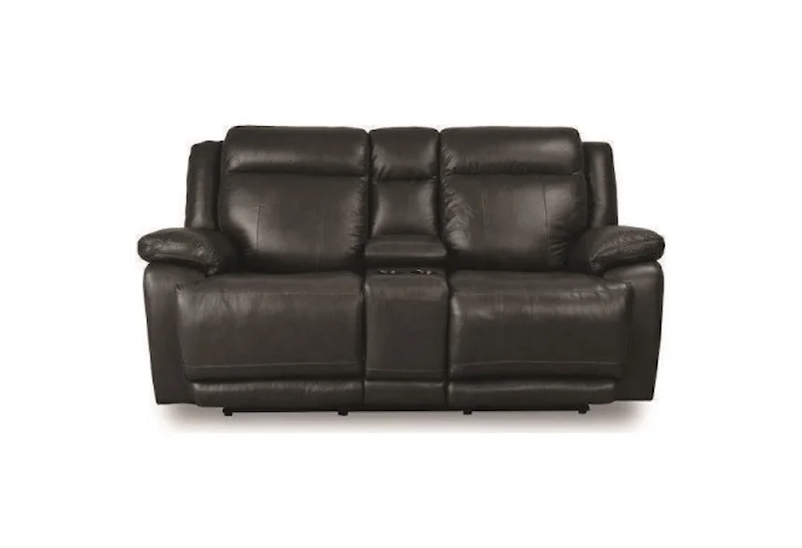 Club Level - Evo Power Reclining Console Love Seat by Bassett at Esprit Decor Home Furnishings